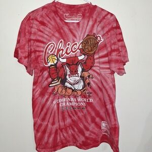 Mitchell & Ness Red Tie-Dye Short Sleeve Tee